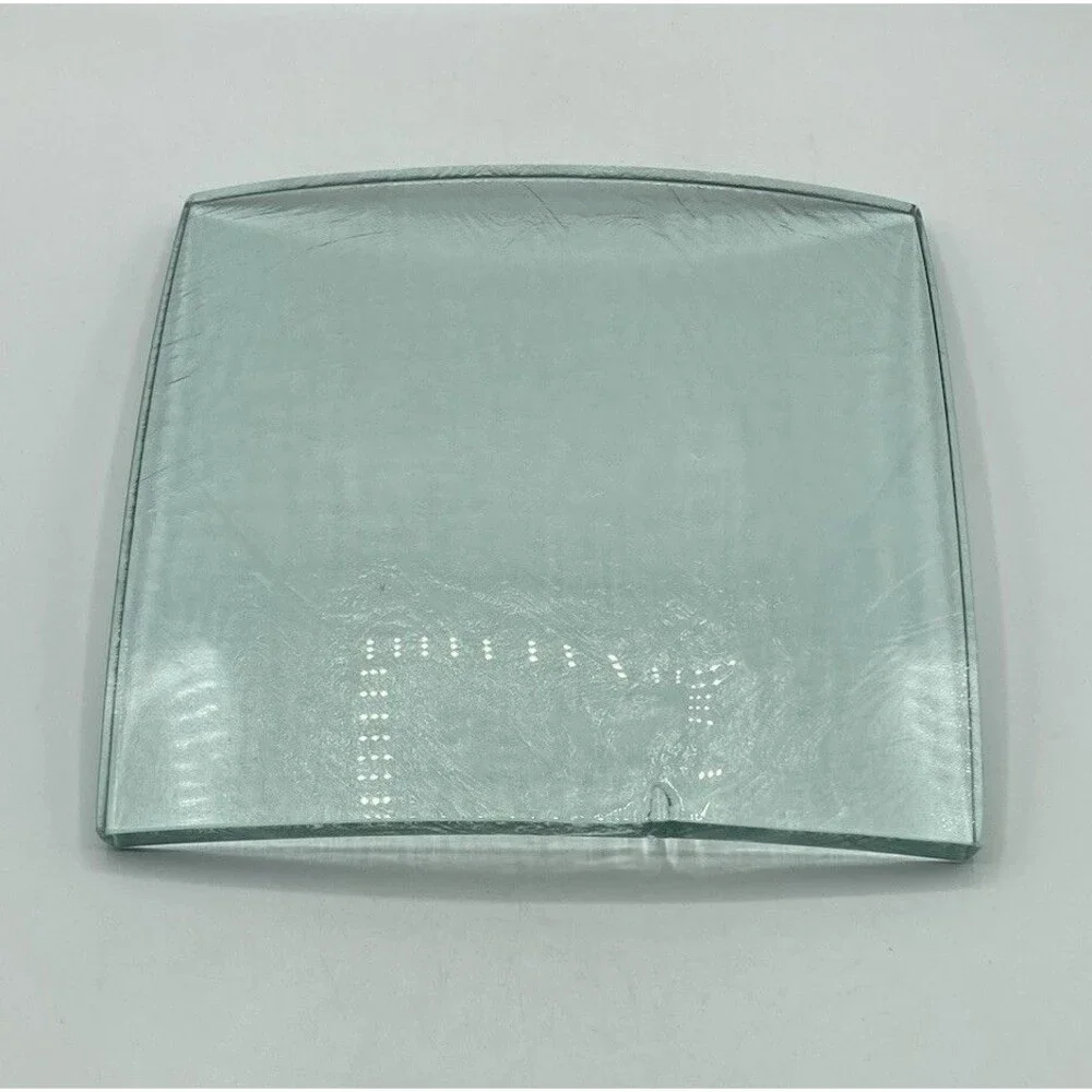 Vintage Annieglass Slab Platter Tray Modernist Art Glass Signed Green 8” Square